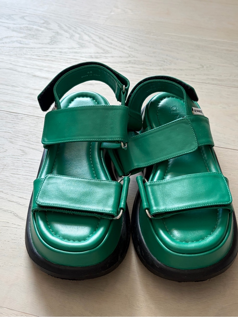 SUNNEI Kelly Green Chunky Velcro Sandals